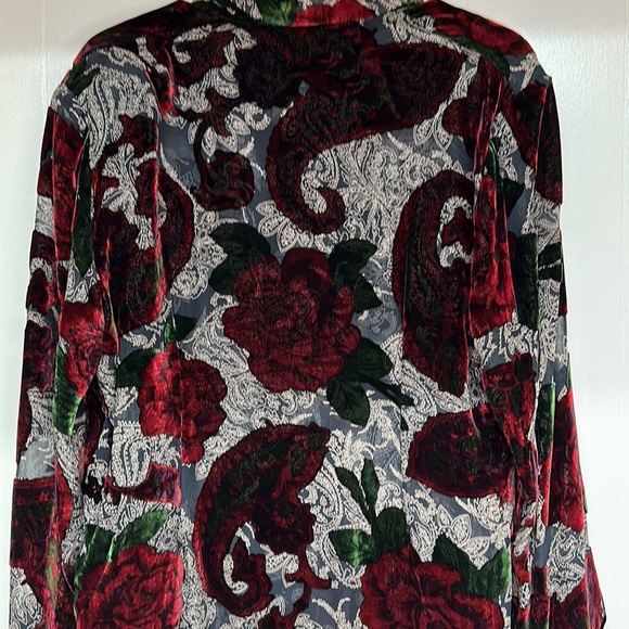 Vintage Aris A Burnout Top Asian Style-Mandarin Collar and Velvet Frog Fasteners - Picture 7 of 14